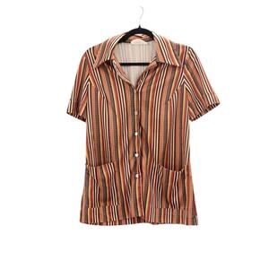 Vintage 1970s Stripe Button Down Blouse